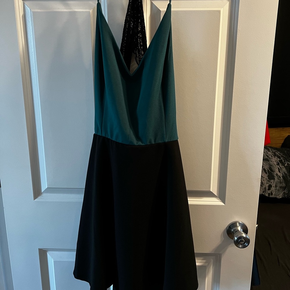 Black and turquoise lace dress